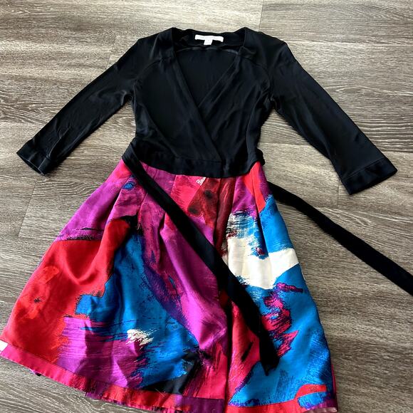 EUC Diane‎ von Furstenberg Jewel Wrap Dress Silk & Wool Multicolor Skirt Sz 8 - Picture 13 of 16
